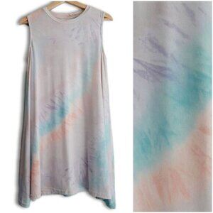 KIWI + PUNCH / Tie-Dye T-Shirt Mini Dress Crewneck Rainbow Sz M